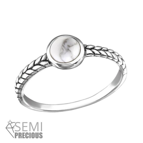 Sterling Silver Howlite Semi-Precious Ring - Picture 1 of 5